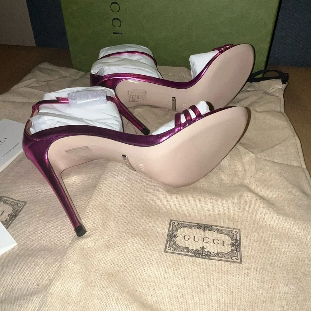 Authentic Gucci Ankle strap heel sandals size 38.5 - Picture 7 of 13